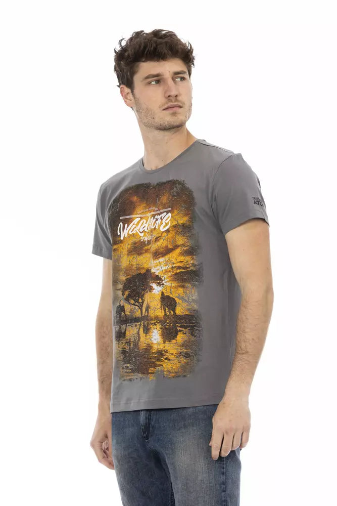 Trussardi Action Graues Baumwolle Männer T-Shirt