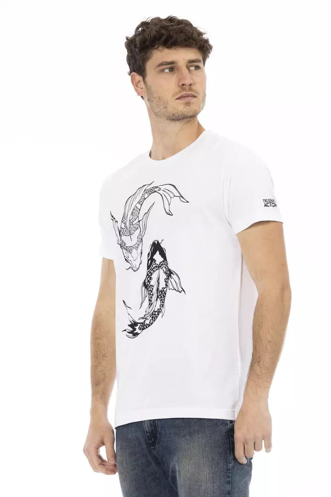 Trussardi Action Schickes weißes Rundhals-T-Shirt aus Baumwolle