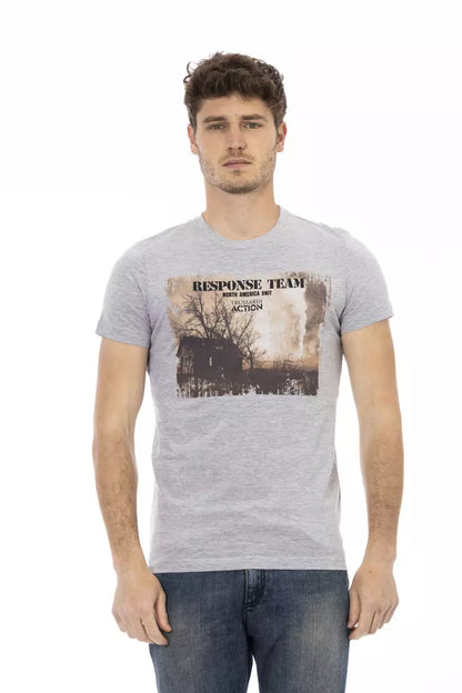 Trussardi Action Graues Baumwoll-T-Shirt für Herren