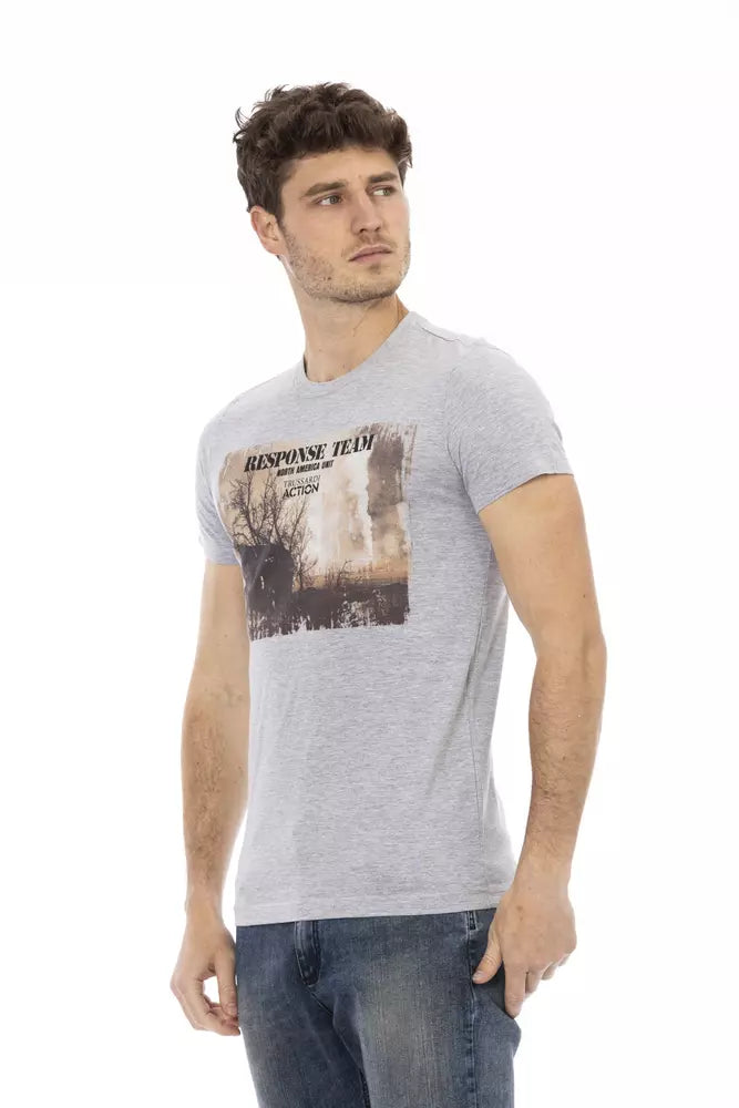 Trussardi Action Graues Baumwoll-T-Shirt für Herren