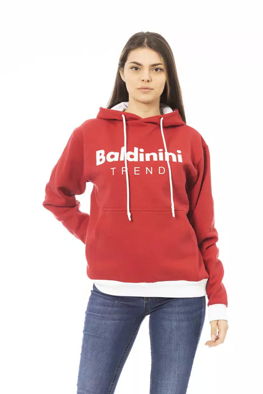 Baldinini Trend Roter Baumwoll-Kapuzenpullover für Frauen