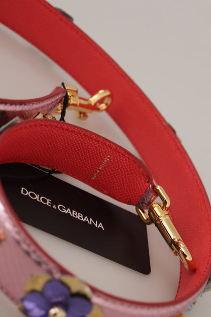 Dolce & Gabbana Eleganter Schulterriemen aus rosa Metallic-Leder