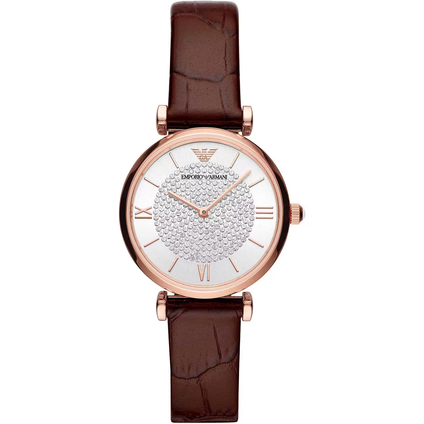 Emporio Armani Elegante Bordeaux Lederuhr für Frauen