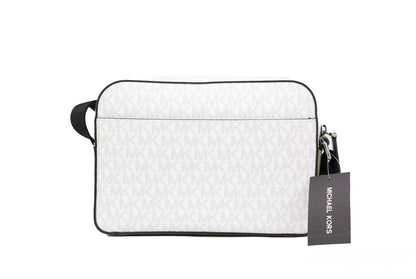 Michael Kors Cooper Small Bright White Palm Signature PVC Utility Crossbody Tasche