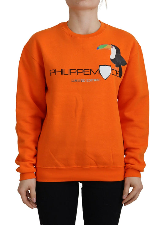 Philippe Model Schicker Orange bedruckter Langarmpullover