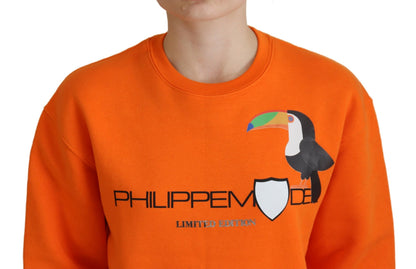 Philippe Model Schicker Orange bedruckter Langarmpullover