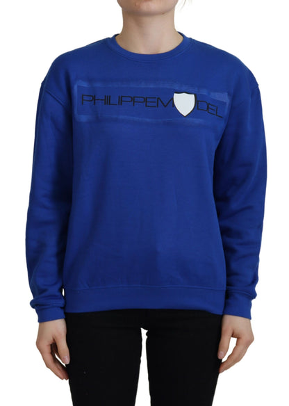 Philippe Model Schicker blauer bedruckter Langarmpullover