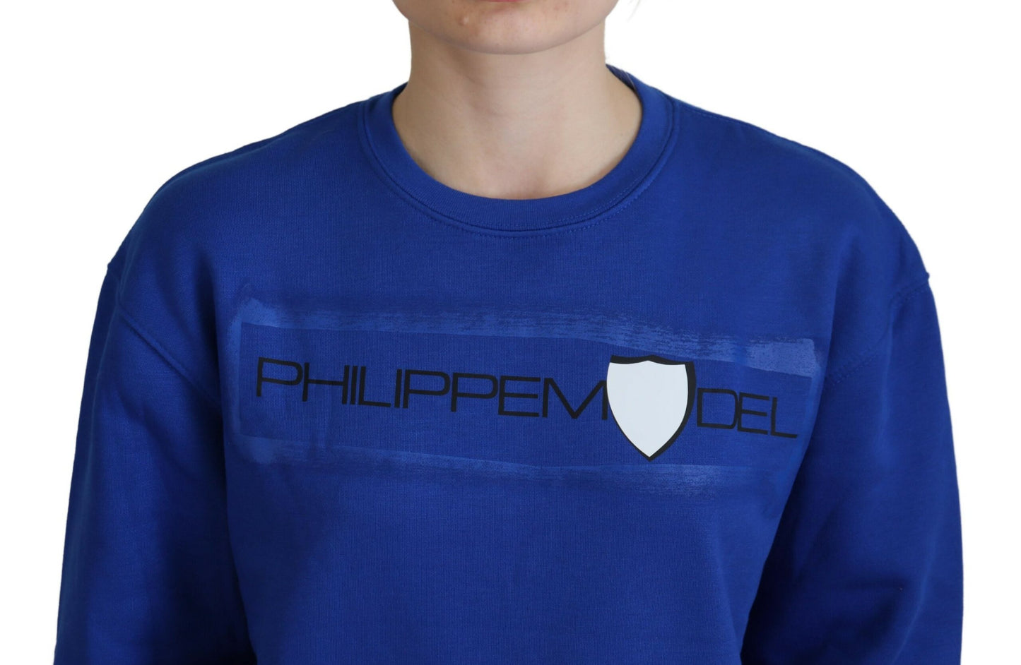 Philippe Model Schicker blauer bedruckter Langarmpullover