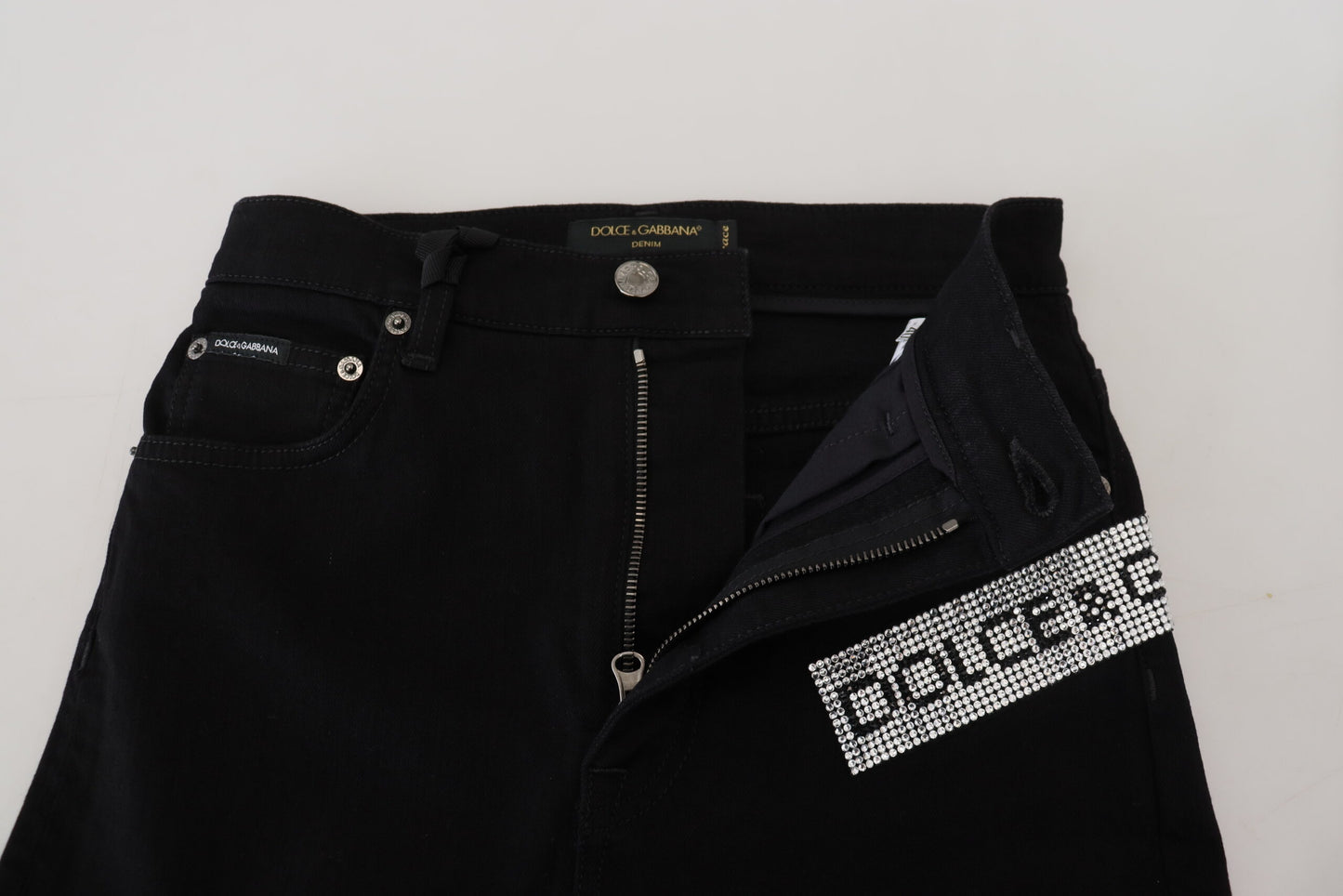 Dolce & Gabbana Schicke Slim Fit Jeans mit hoher Taille in Schwarz