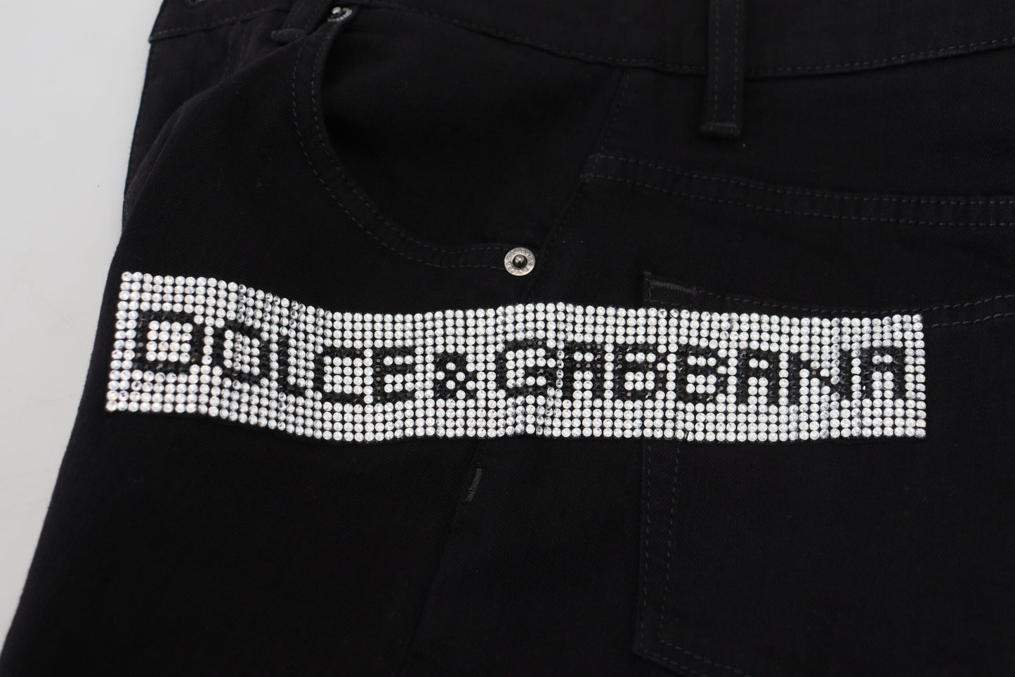 Dolce & Gabbana Schicke Slim Fit Jeans mit hoher Taille in Schwarz