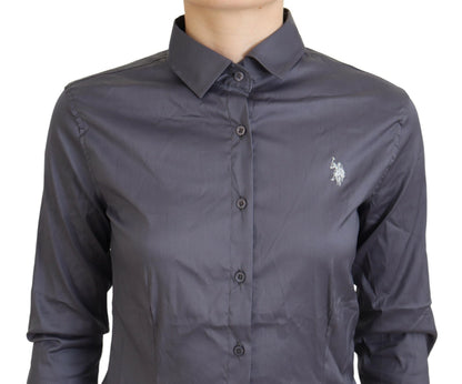 U.S. POLO ASSN. Elegantes graues langärmeliges Poloshirt