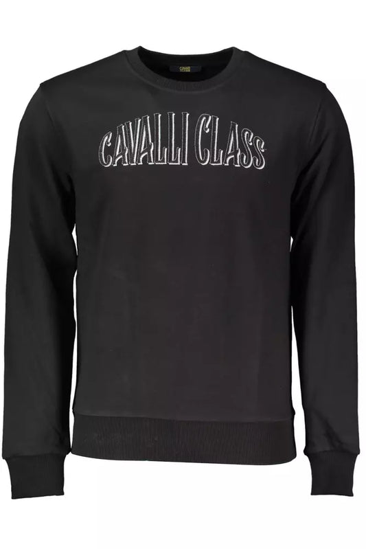 Cavalli Class Schwarzer Baumwollpullover für Männer