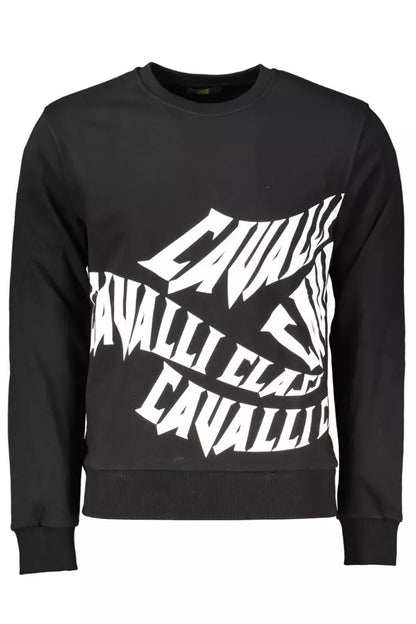 Cavalli Class Schwarzer Baumwollpullover für Männer