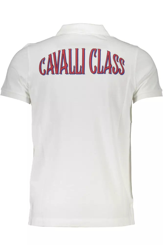 Cavalli Class Weißes Baumwoll-Poloshirt für Männer