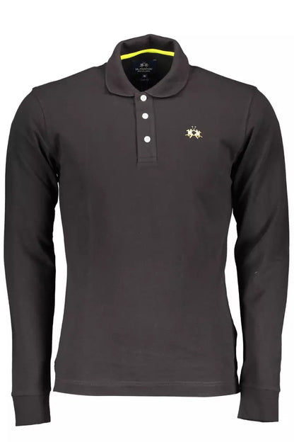 La Martina Schwarzes Baumwoll-Poloshirt für Männer