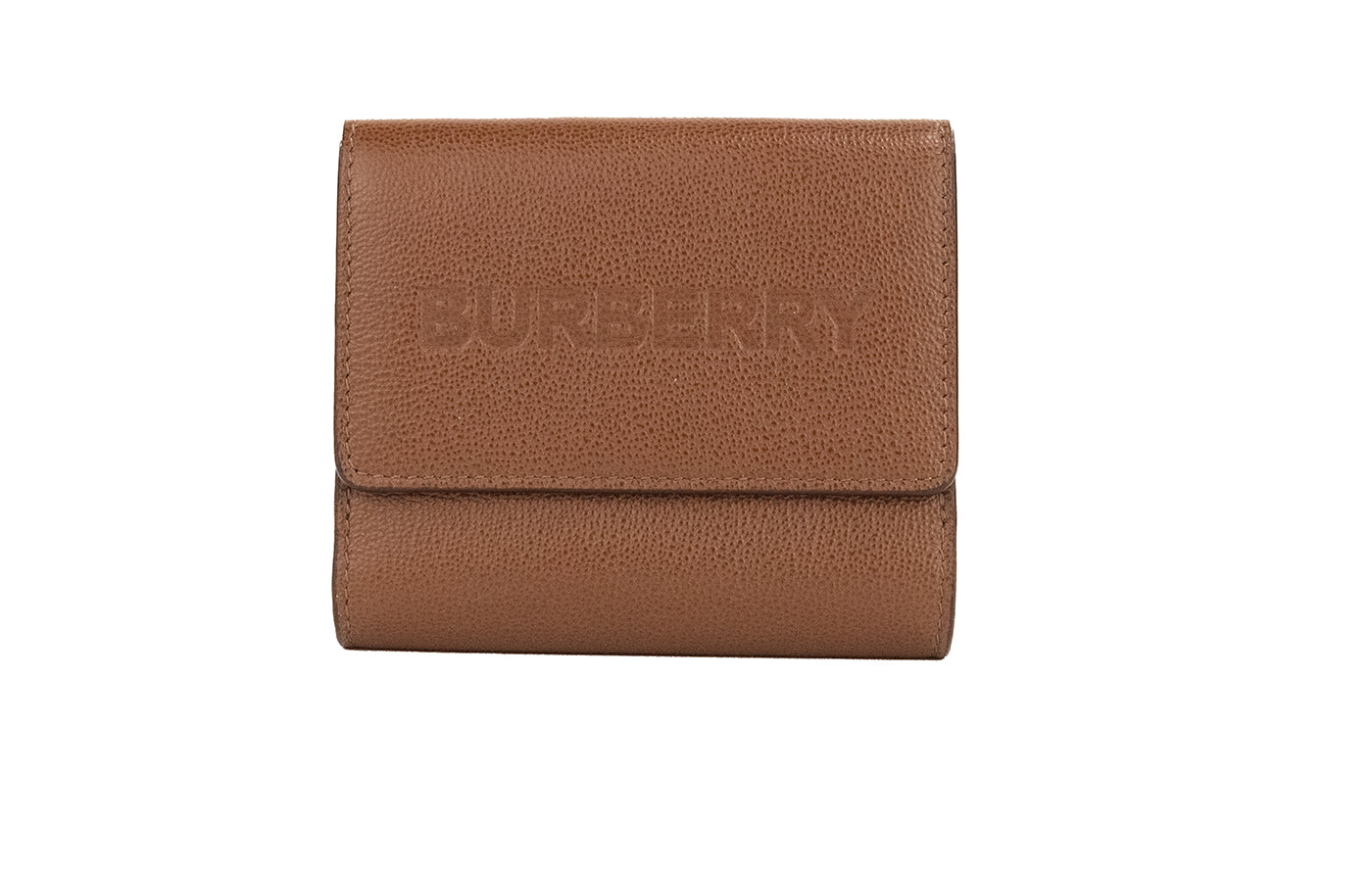 Burberry Luna Tan Genarbtes Leder Kleines Münzetui Snap Wallet