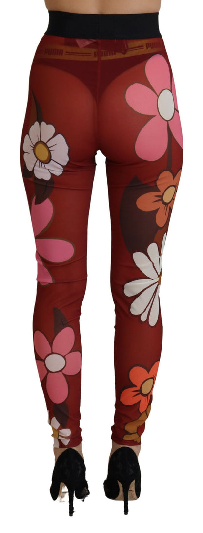 Dolce & Gabbana Rote Leggings mit Blumenmuster und hoher Taille