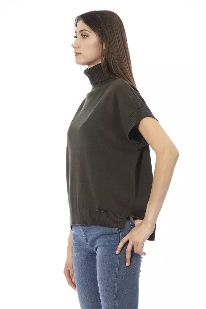 Baldinini Trend Grüner Pullover aus Wolle für Frauen