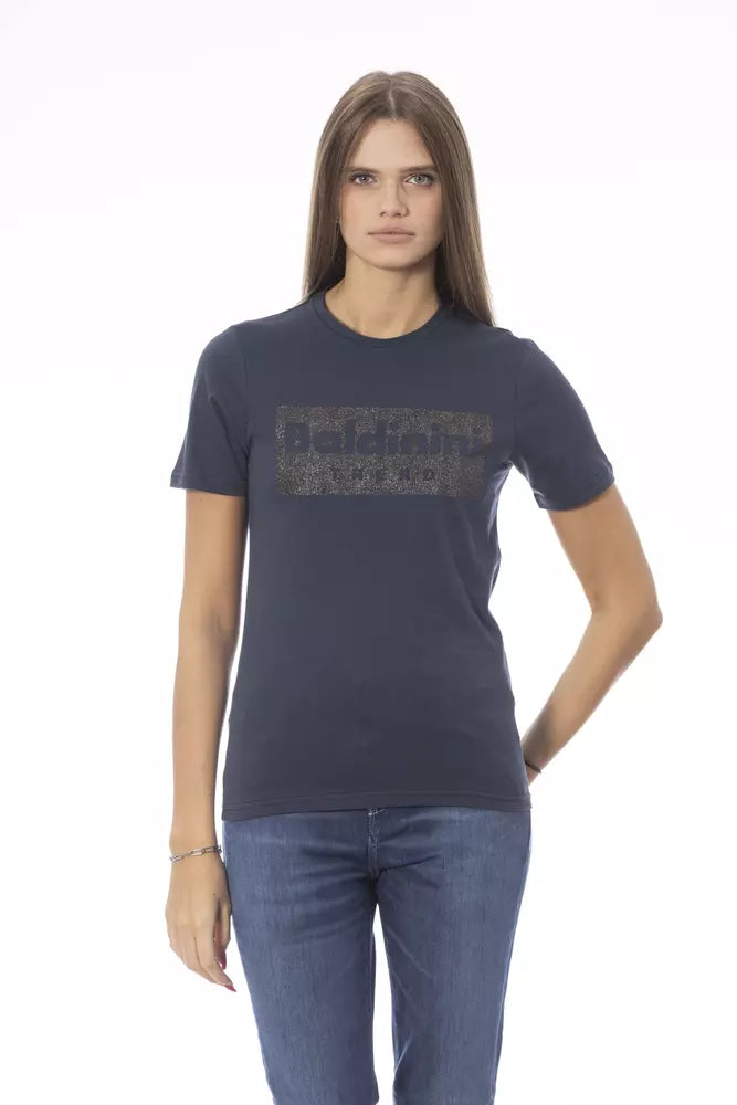 Baldinini Trend T-Shirt aus blauer Baumwolle für Frauen