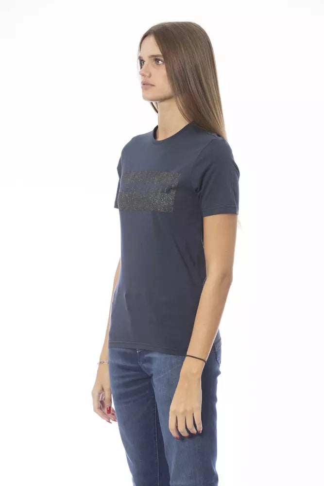 Baldinini Trend T-Shirt aus blauer Baumwolle für Frauen