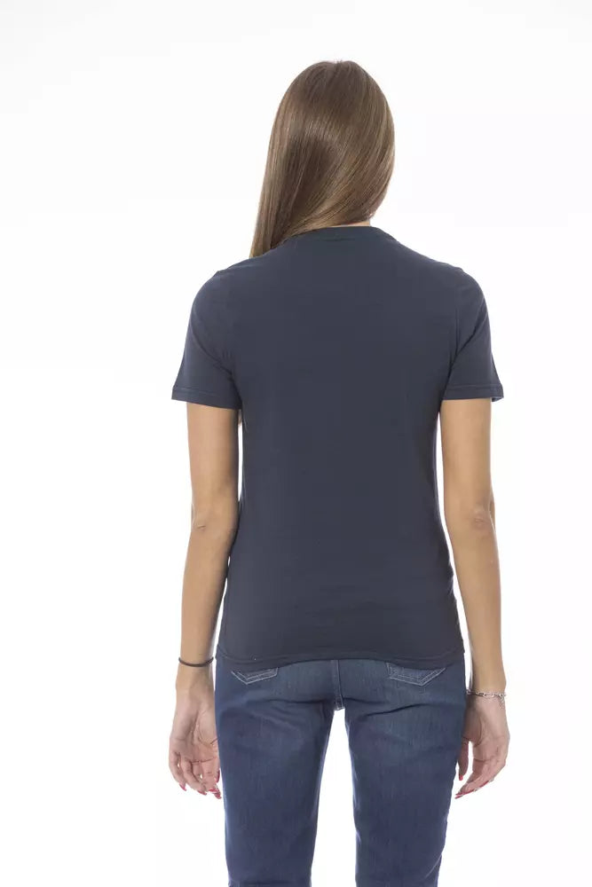 Baldinini Trend T-Shirt aus blauer Baumwolle für Frauen