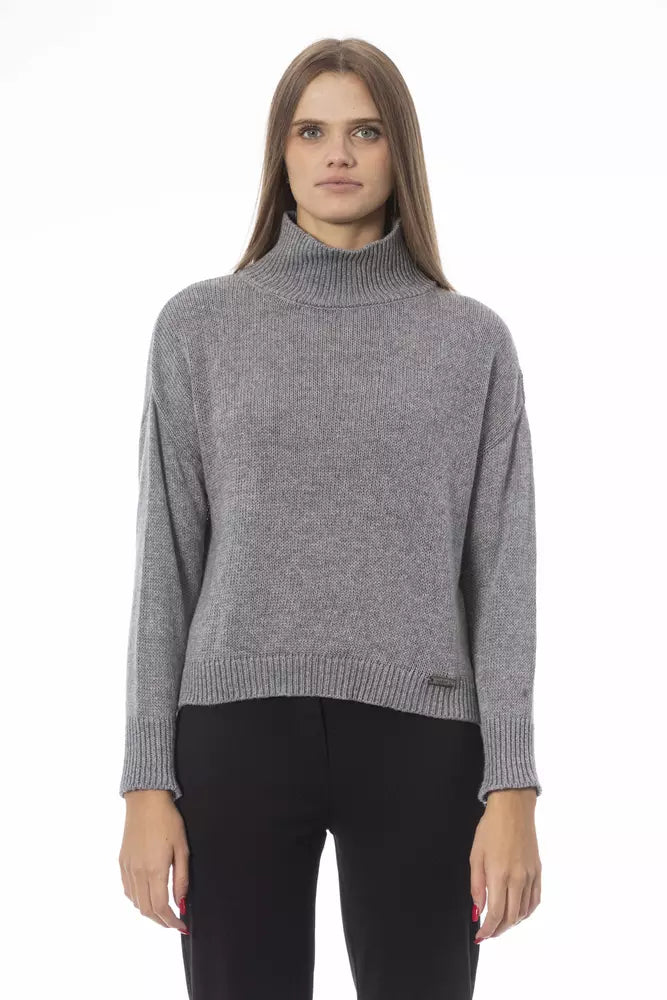 Baldinini Trend Grauer Pullover aus Wolle für Frauen