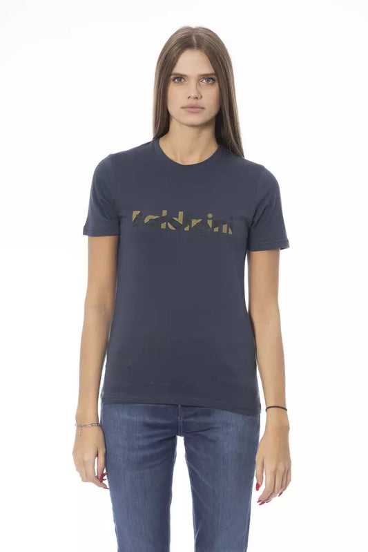 Baldinini Trend T-Shirt aus blauer Baumwolle für Frauen