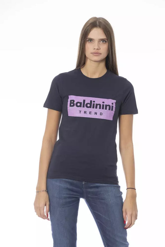 Baldinini Trend T-Shirt aus blauer Baumwolle für Frauen