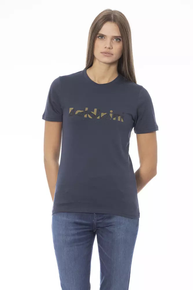 Baldinini Trend T-Shirt aus blauer Baumwolle für Frauen