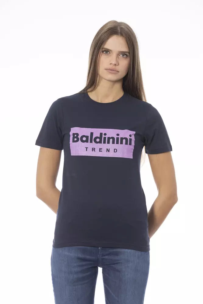 Baldinini Trend T-Shirt aus blauer Baumwolle für Frauen