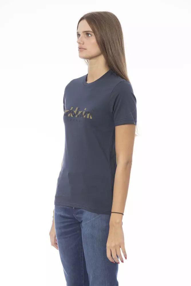 Baldinini Trend T-Shirt aus blauer Baumwolle für Frauen