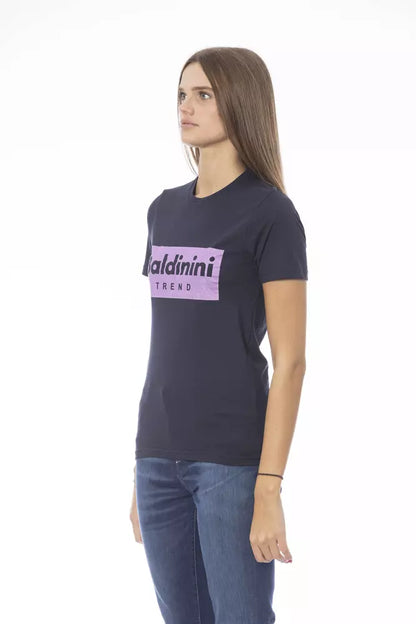 Baldinini Trend T-Shirt aus blauer Baumwolle für Frauen