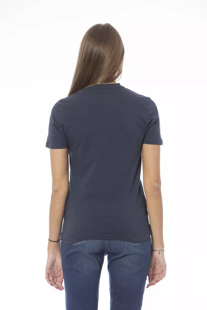 Baldinini Trend T-Shirt aus blauer Baumwolle für Frauen