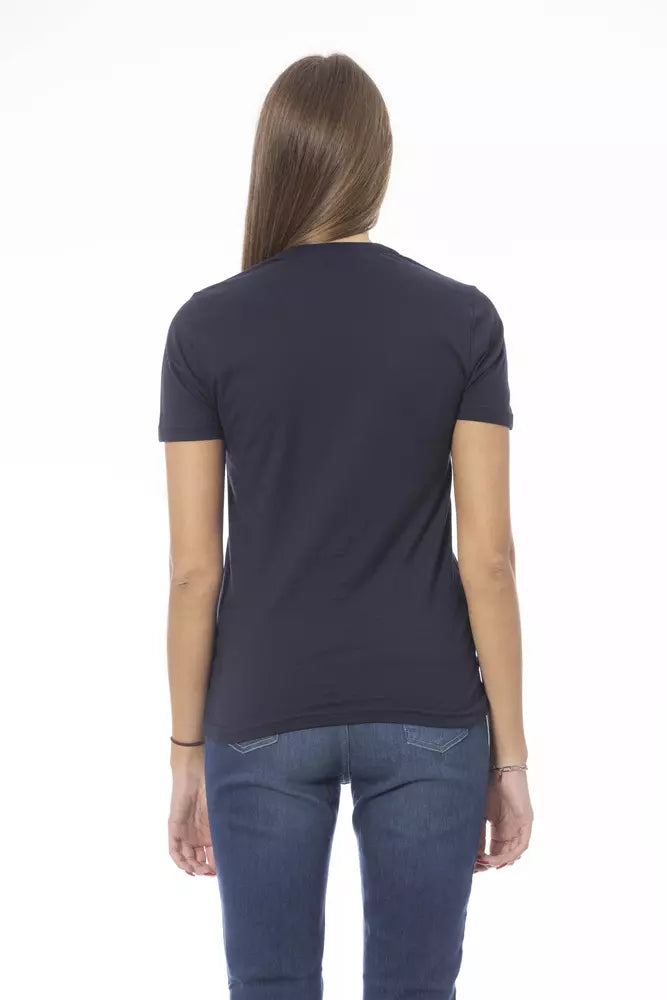 Baldinini Trend T-Shirt aus blauer Baumwolle für Frauen