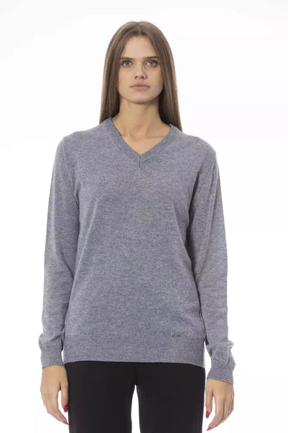 Baldinini Trend Grauer Pullover aus Wolle für Frauen