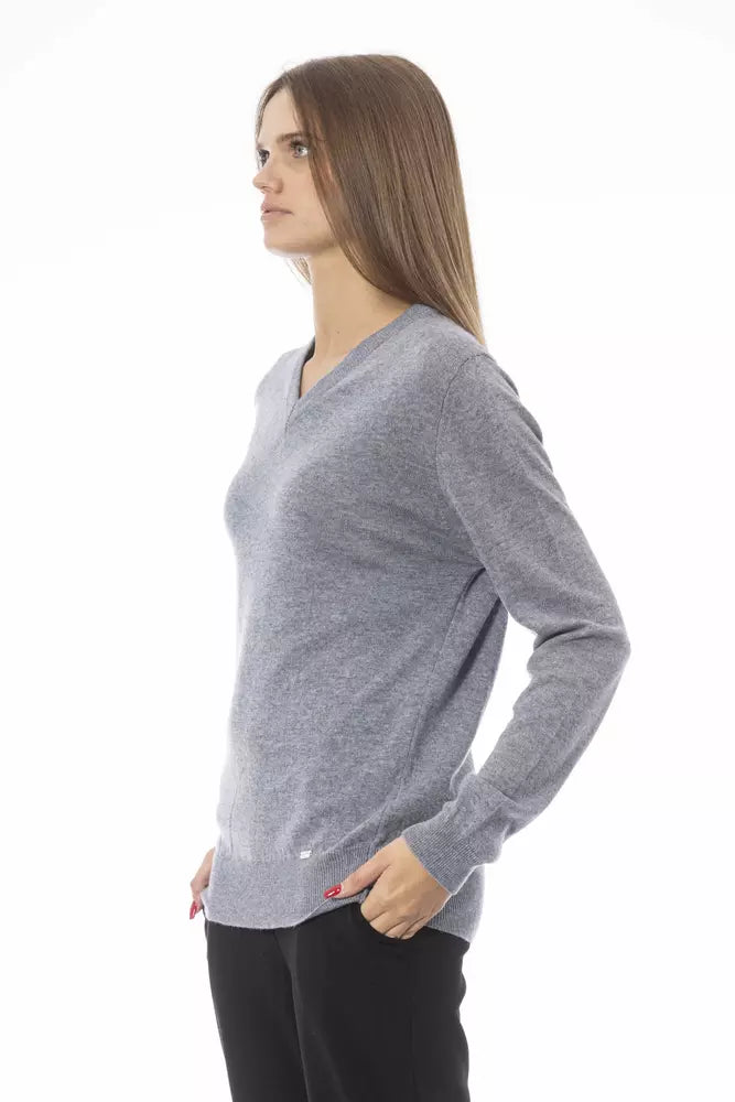 Baldinini Trend Grauer Pullover aus Wolle für Frauen