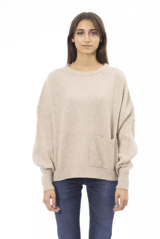 Baldinini Trend Beigefarbener Pullover aus Wolle für Frauen