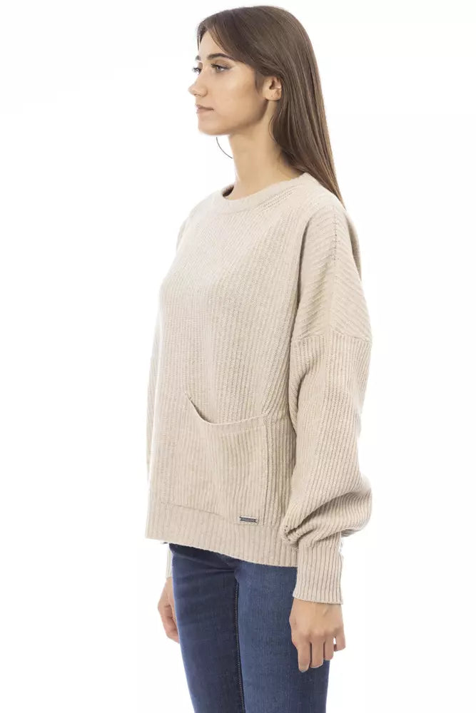 Baldinini Trend Beigefarbener Pullover aus Wolle für Frauen