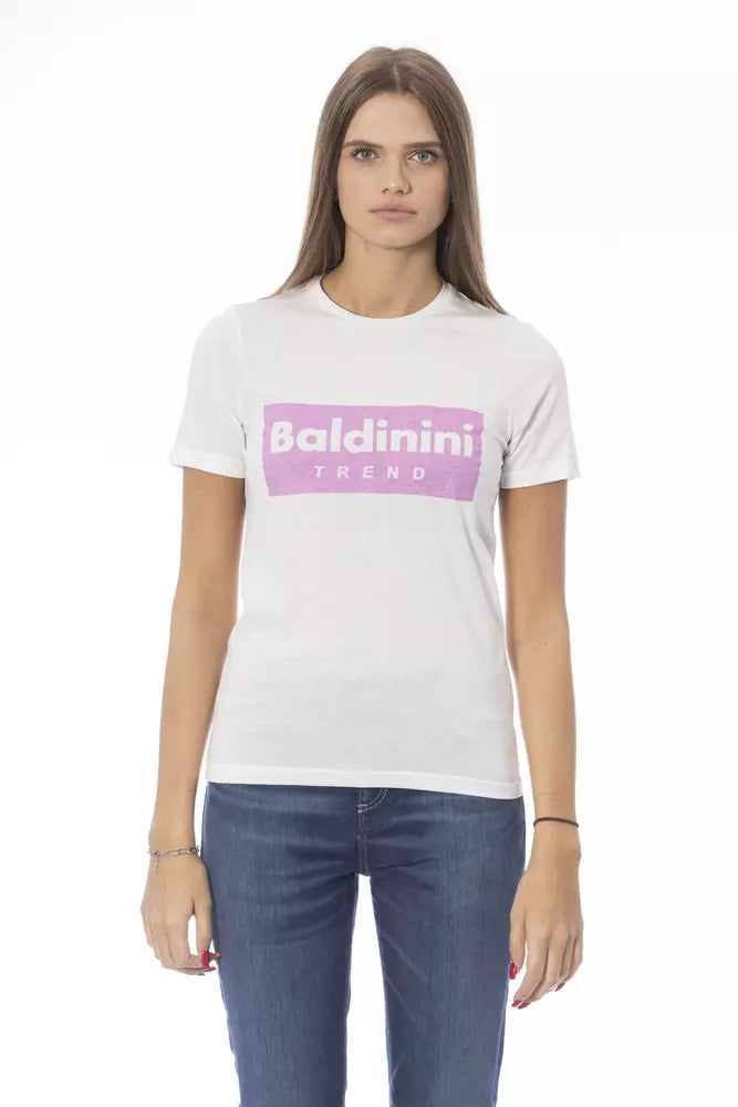 Baldinini Trend Weißes Baumwoll-T-Shirt für Frauen