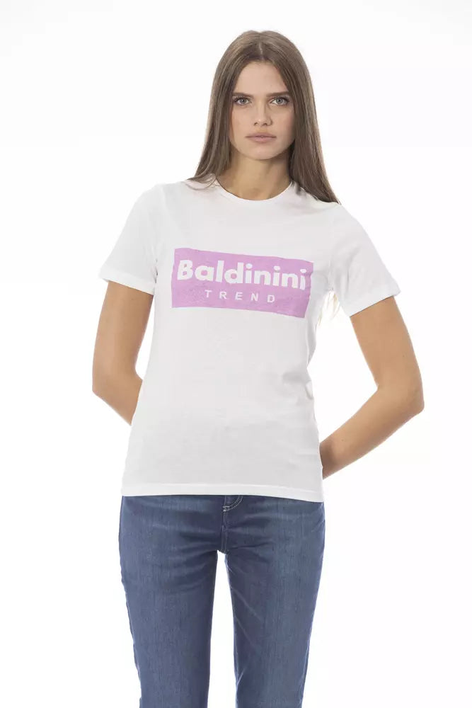 Baldinini Trend Weißes Baumwoll-T-Shirt für Frauen