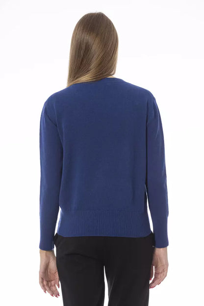 Baldinini Trend Blauer Pullover aus Wolle für Frauen