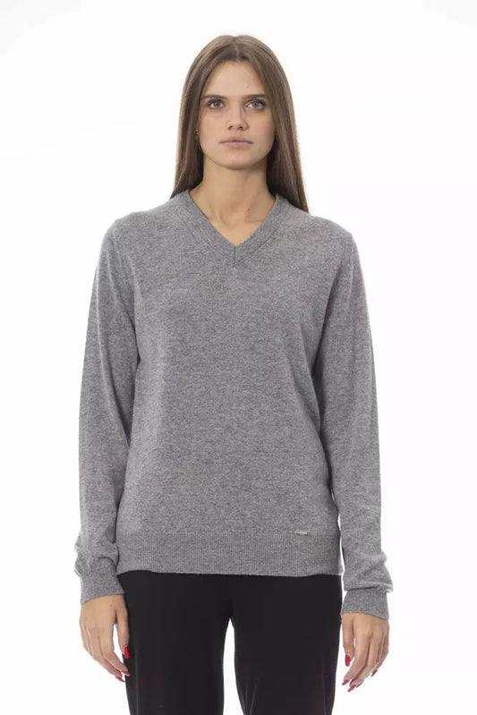 Baldinini Trend Grauer Pullover aus Wolle für Frauen