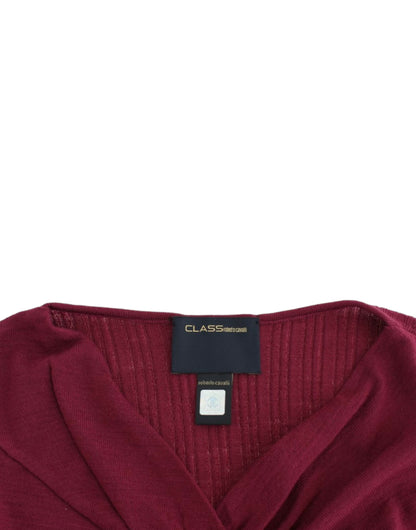 Cavalli Eleganter lila Wollpullover mit Schlüsselloch