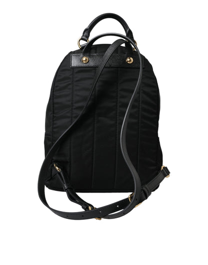 Dolce & Gabbana Eleganter Schwarz-Gold-Detail-Rucksack