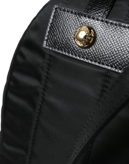 Dolce & Gabbana Eleganter Schwarz-Gold-Detail-Rucksack