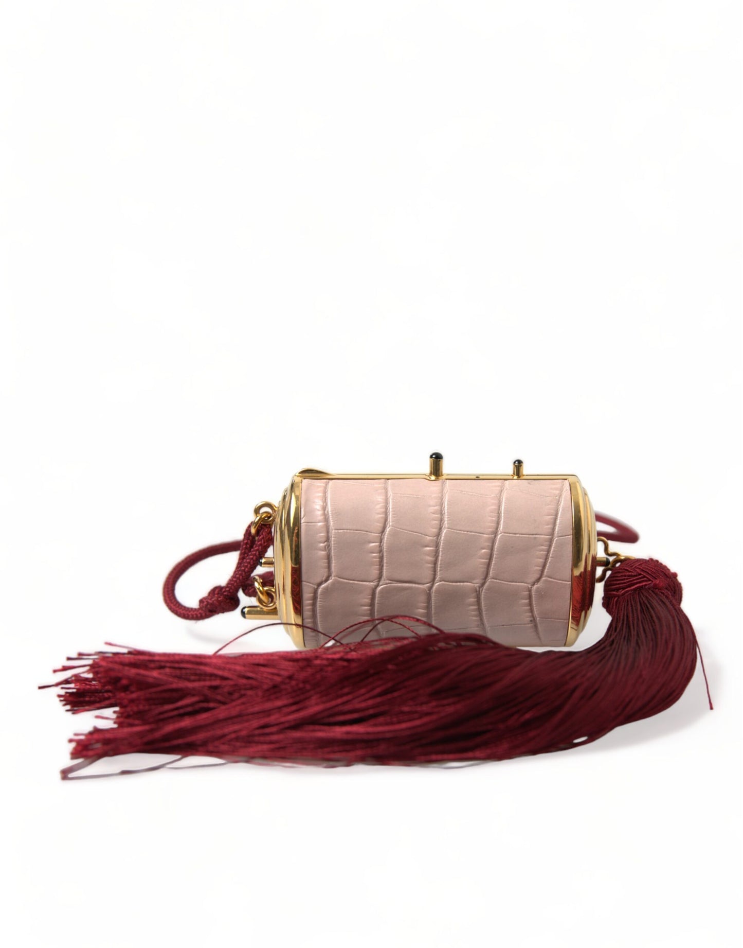 Dolce & Gabbana Exotische rosa Leder-Mini-Spiegeltasche mit Quaste