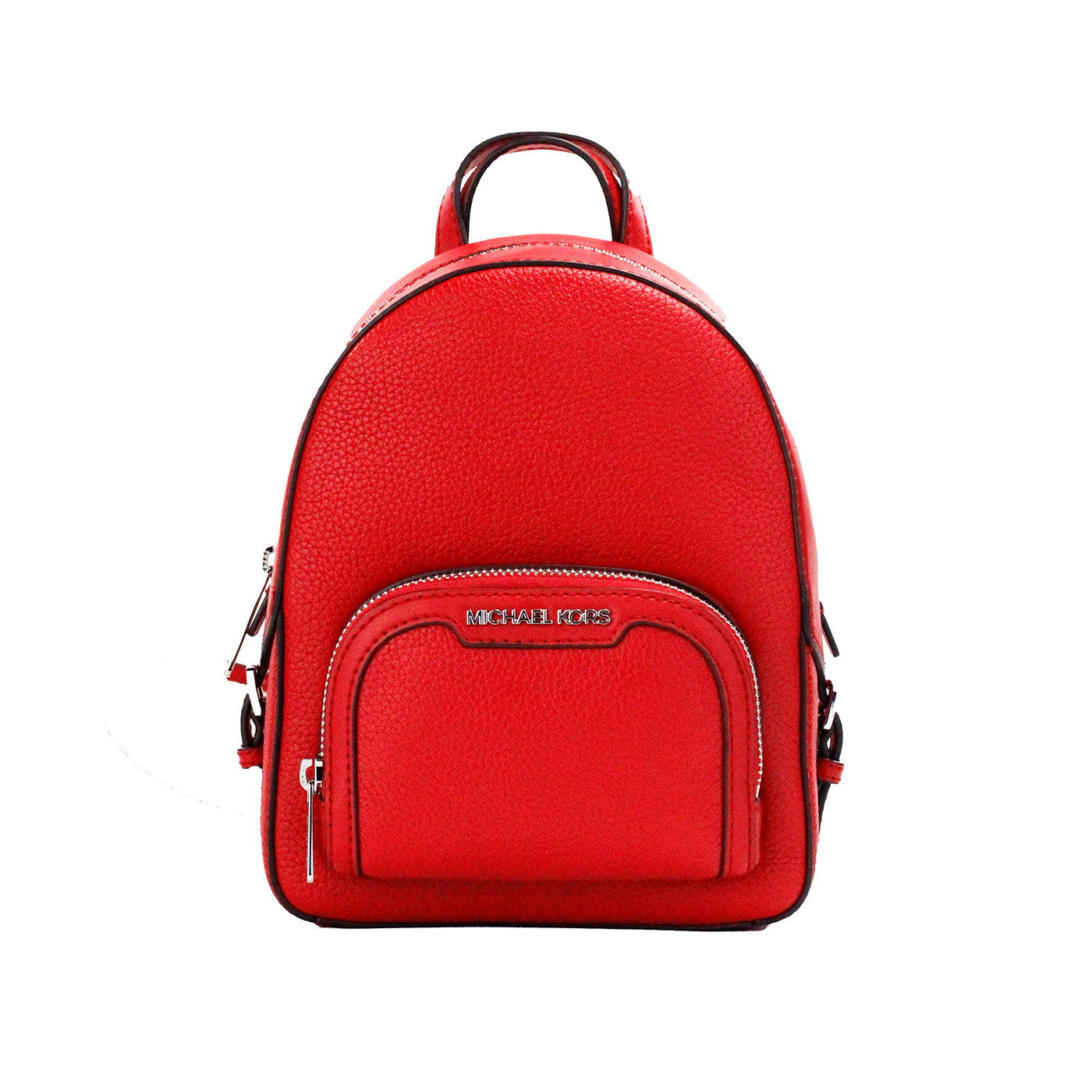 Michael Kors Jaycee Mini XS Bright Red Pebbled Leather Zip Pocket Rucksack Tasche