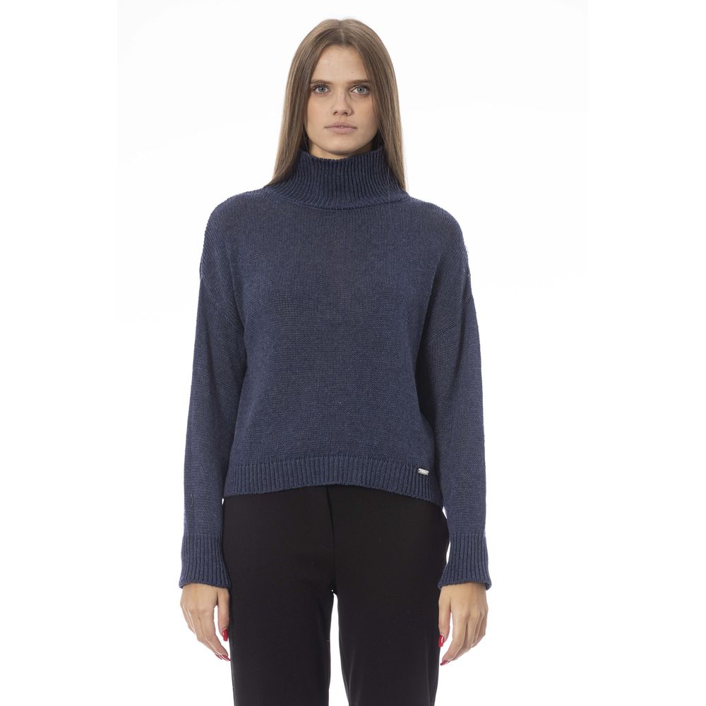 Baldinini Trend Blauer Pullover aus Wolle für Frauen