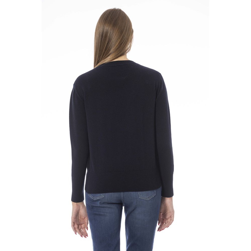 Baldinini Trend Blauer Pullover aus Wolle für Frauen