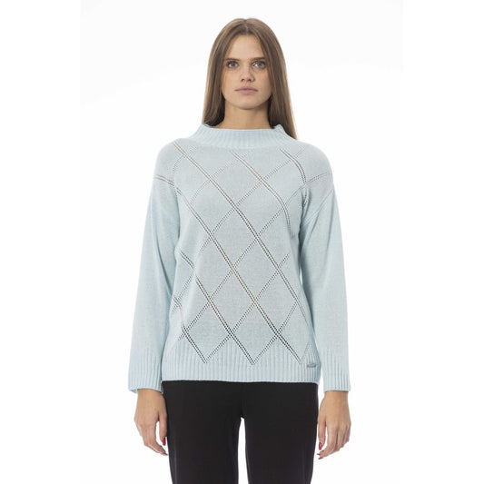 Baldinini Trend Hellblauer Pullover aus Wolle für Frauen